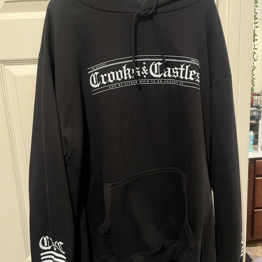 Crooks & Castles Black Hoodie with White Chest Logo
